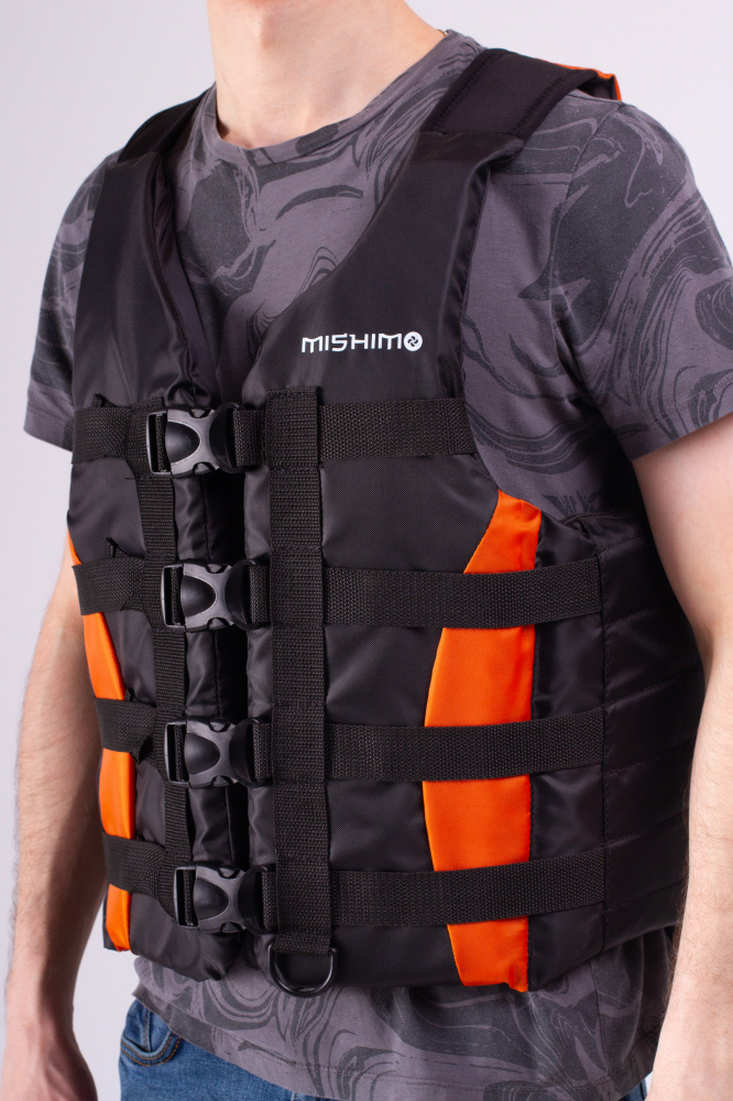 Жилет спасательный MISHIMO PRO Премиум качества Черно-оранжевый в Челябинске