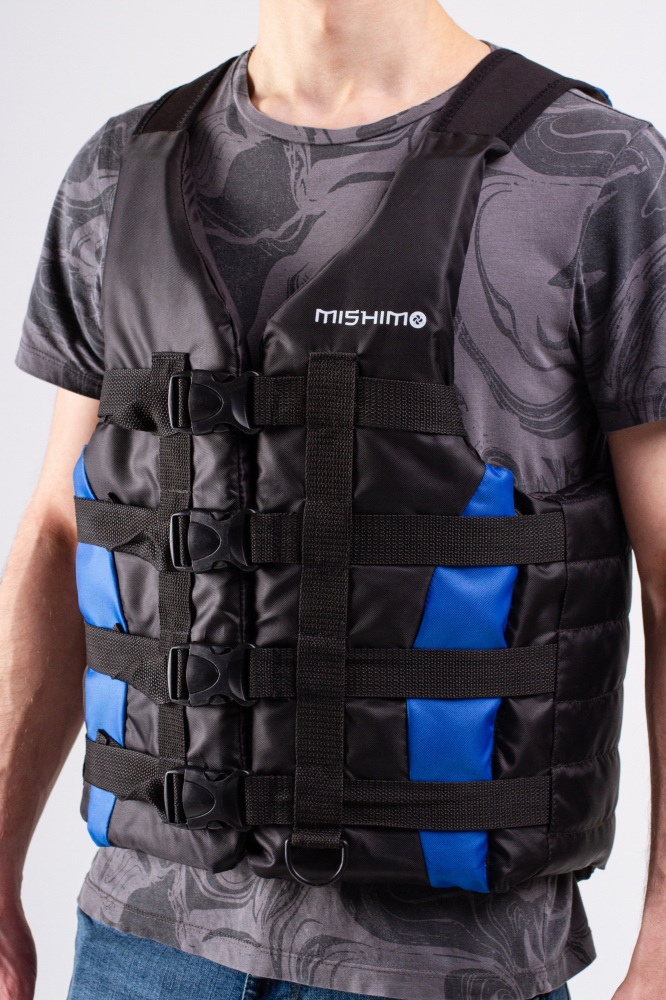 Жилет спасательный MISHIMO PRO Премиум качества Черно-синий в Челябинске