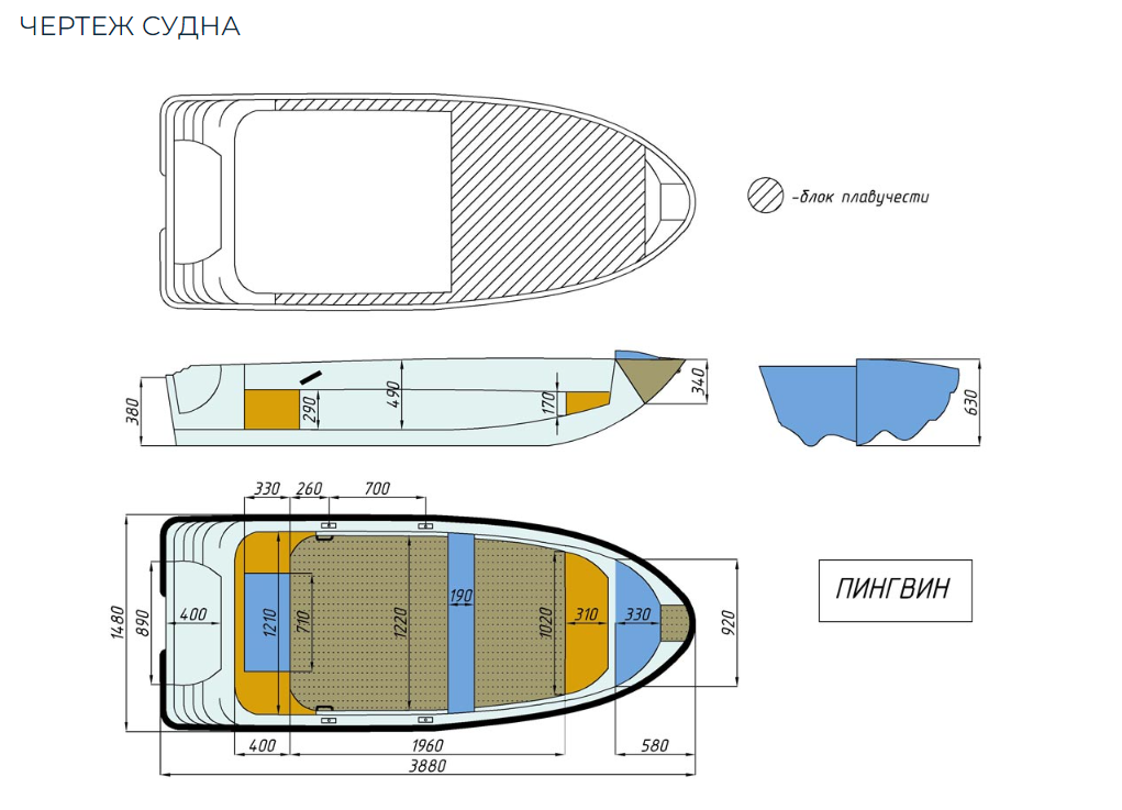 Стеклопластиковая лодка Пингвин (тримаран) в Челябинске