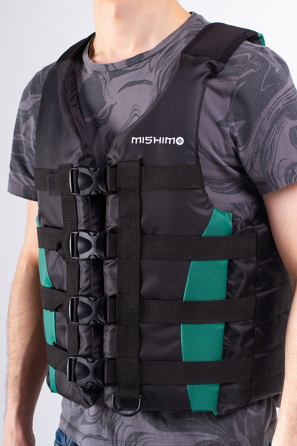 Жилет спасательный MISHIMO PRO Премиум качества Черно-зеленый в Челябинске