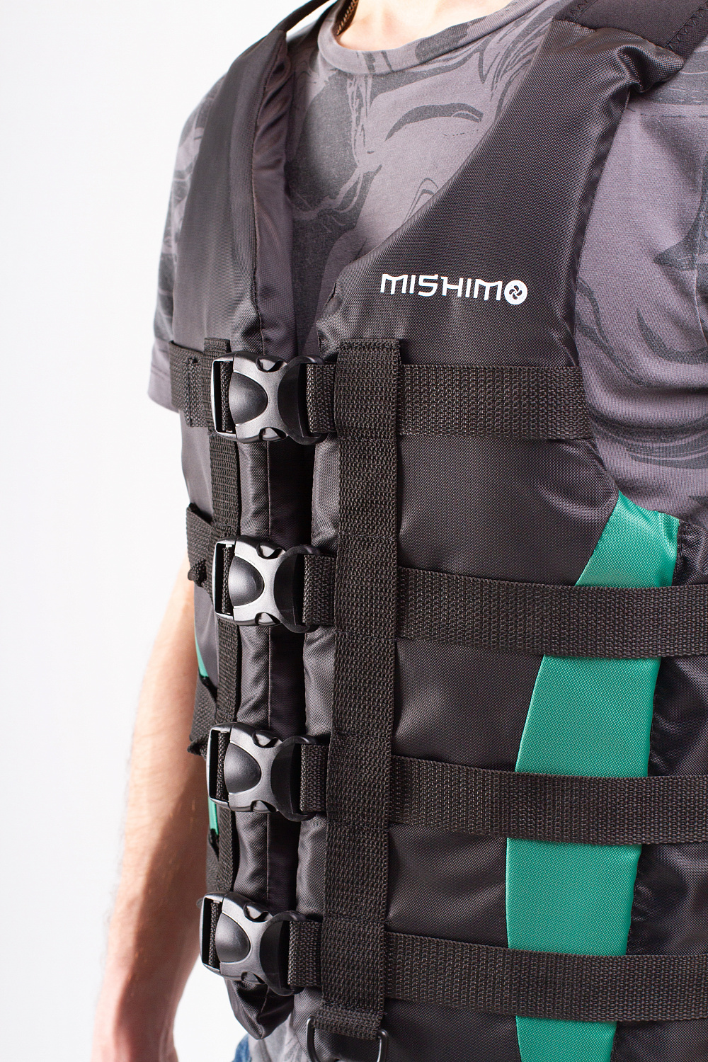 Жилет спасательный MISHIMO PRO Премиум качества Черно-зеленый в Челябинске