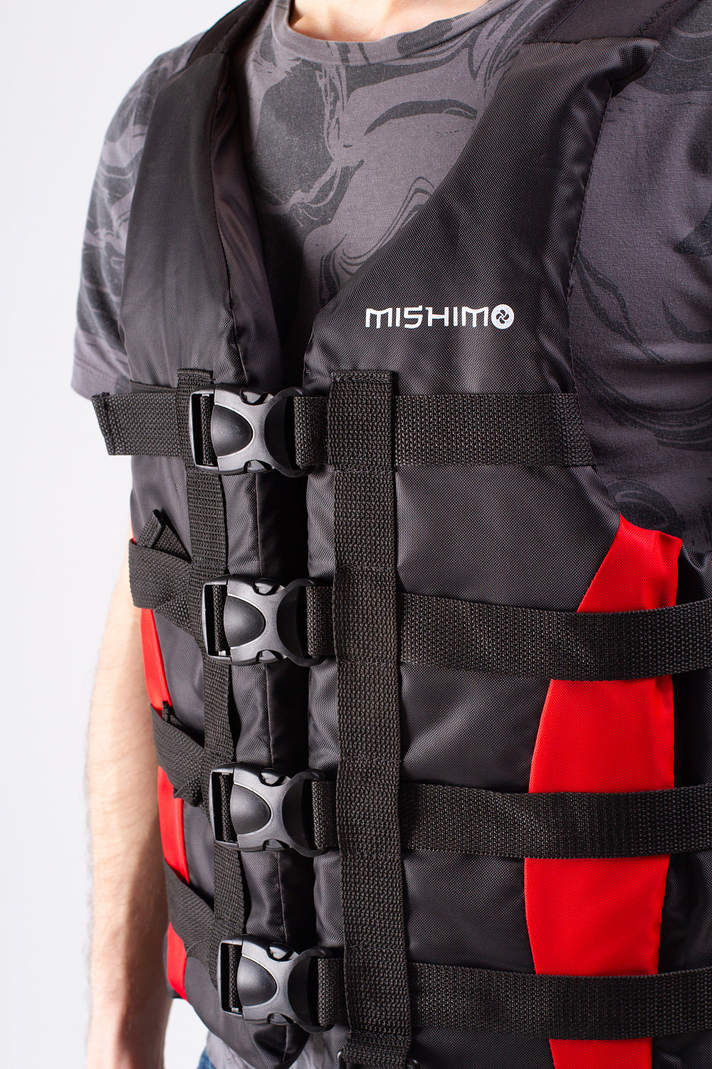Жилет спасательный MISHIMO PRO Премиум качества Черно-красный в Челябинске