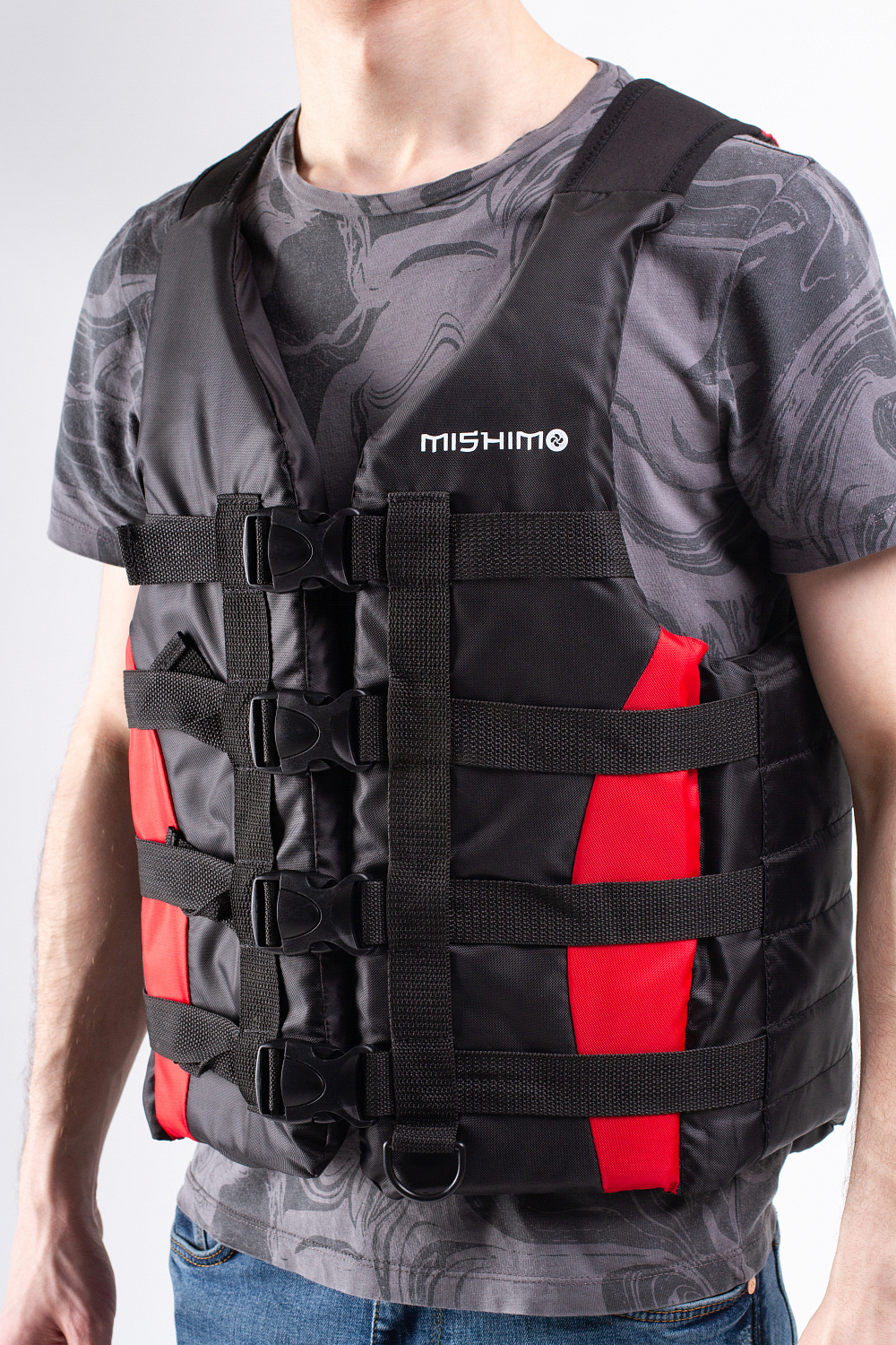 Жилет спасательный MISHIMO PRO Премиум качества Черно-красный в Челябинске